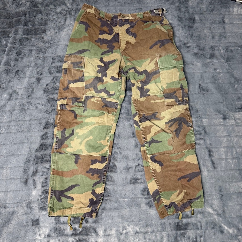 Military Cargo Pants Mens Small Short Green Woodland Camo Tactical BDU Trousers